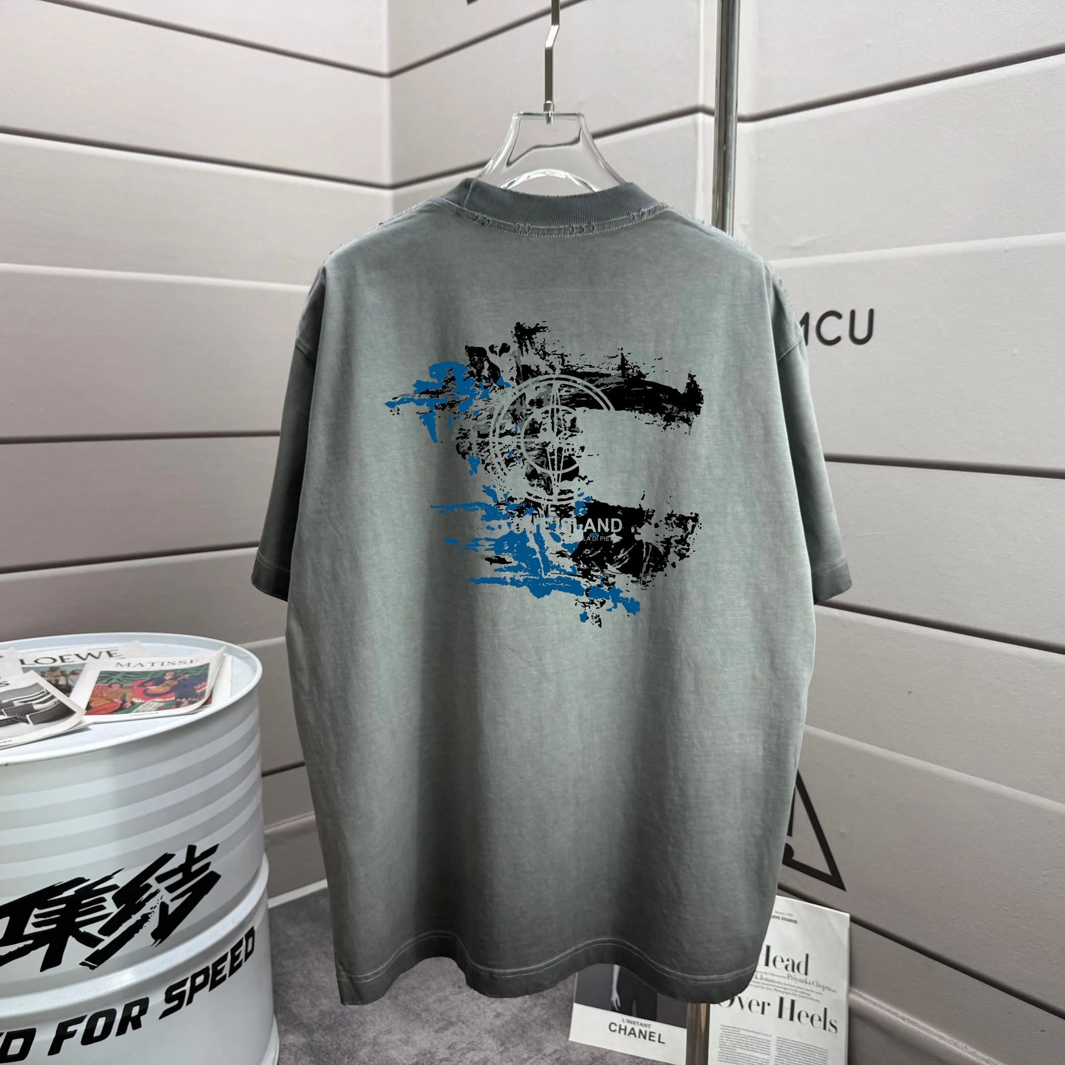 P160 Ston* islan* 石*岛 2025 autumn and winter new style, washed and worn 320g round neck short-sleeved tee, loose version for men and women, color: washed black, washed white, washed gray, washed brown gray Size: S M L XL XXL Size: S (90-130 catties) M (120-150 catties) L (140-165 catties) (160-180 catties) XXL (180-210 catties)